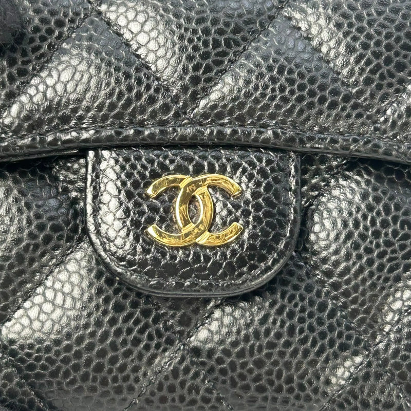 CHANEL Matelassé Caviar Leather Classic Flap Compact Wallet - Black 