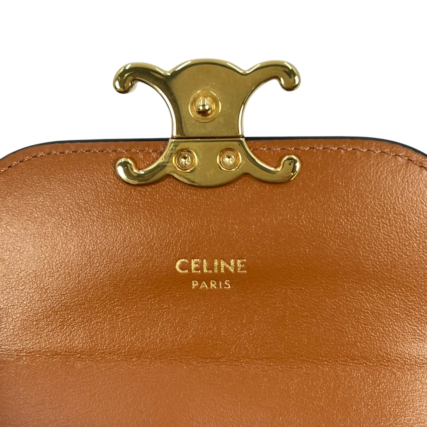 CELINE Triomphe Canvas Small Flap Compact Wallet - Dark Brown 