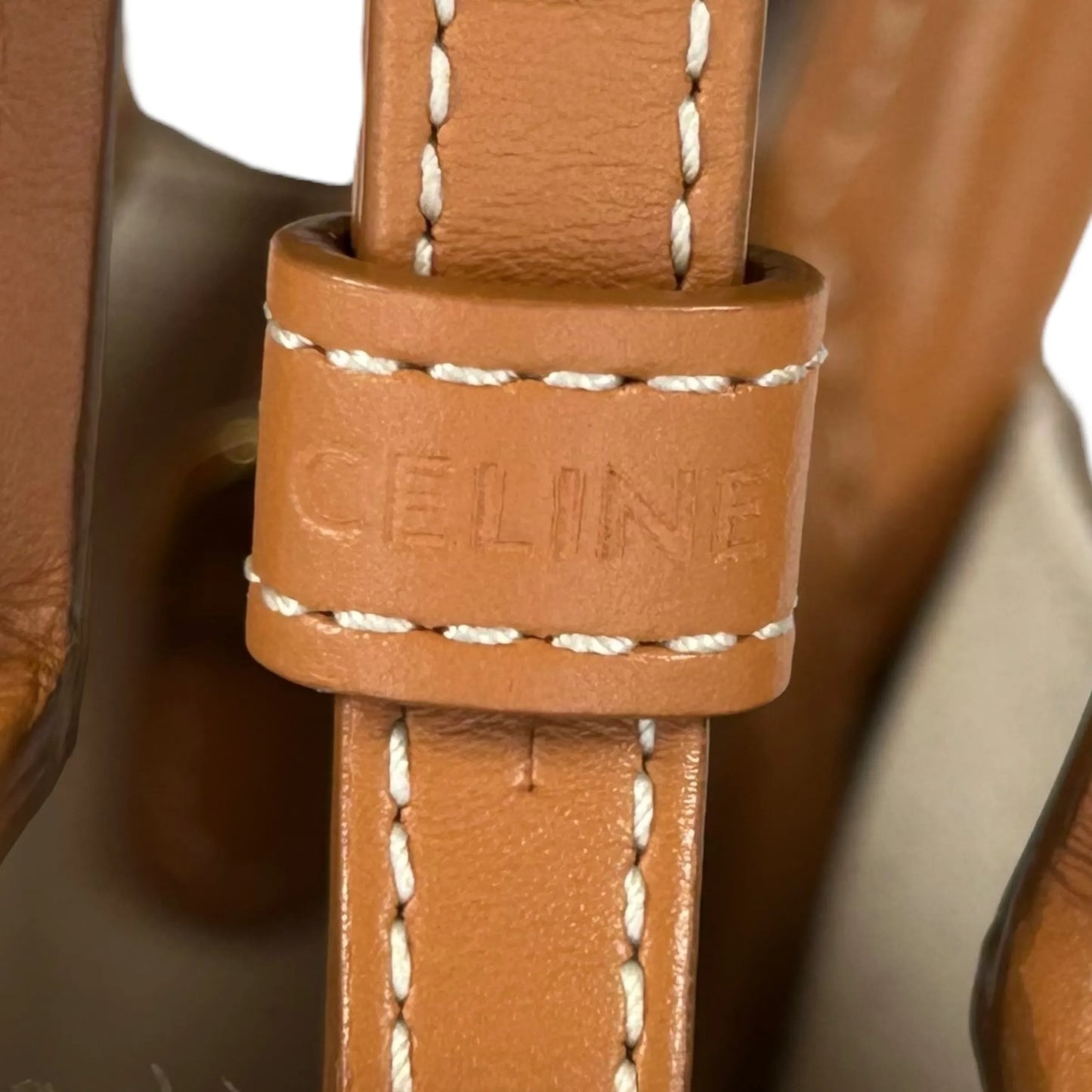 CELINE Mini Vertical Cabas Canvas Hand Bag Shoulder Bag - White