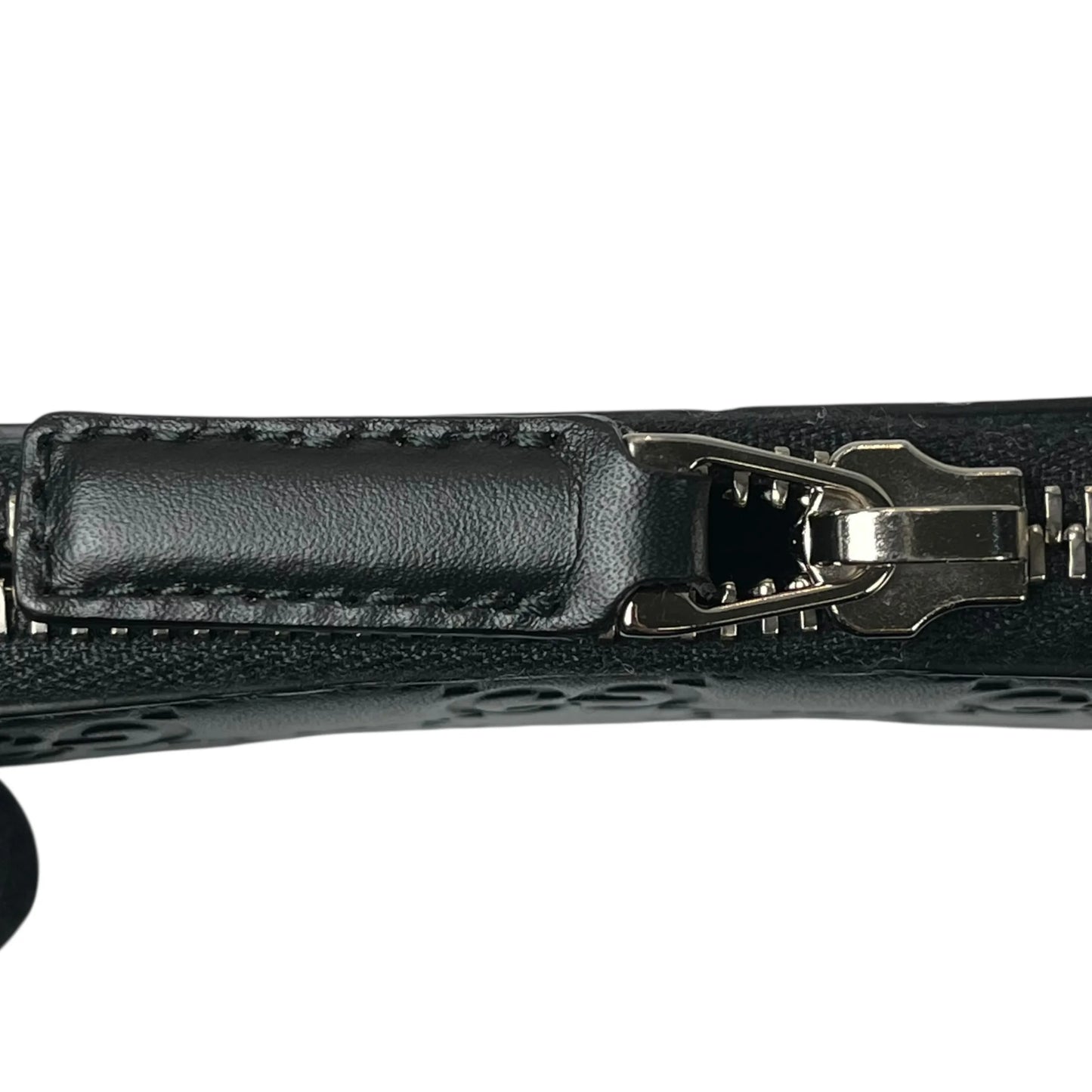 GUCCI GG Leather Round Zip Coin Case - Black 