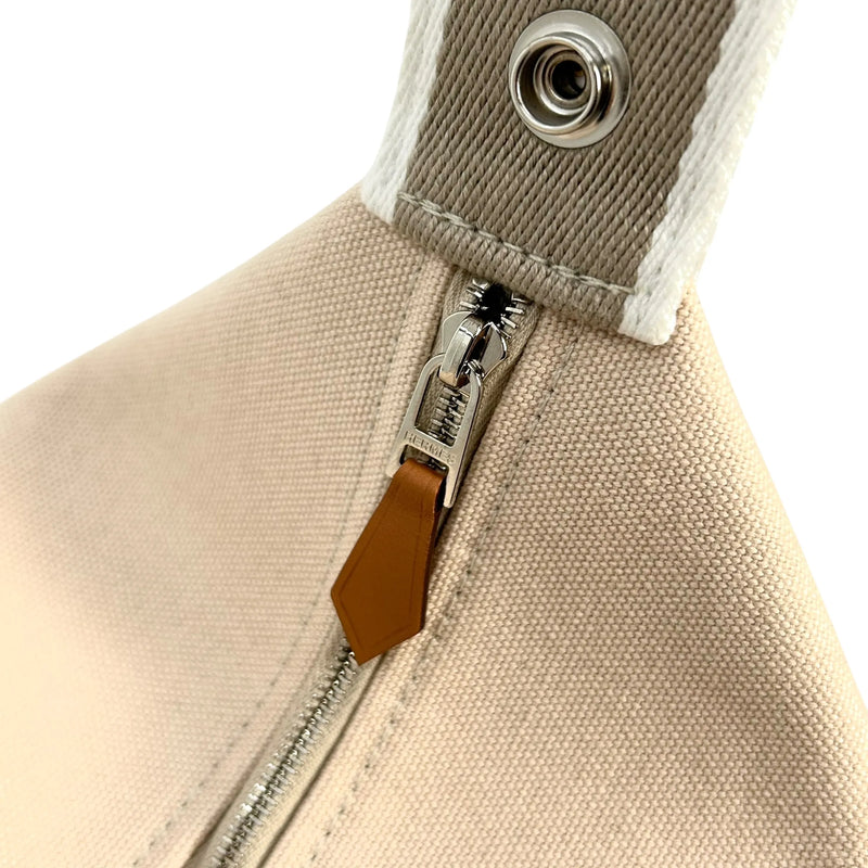 HERMES Bridesmaid Black GM Cotton Canvas Pouch - Beige