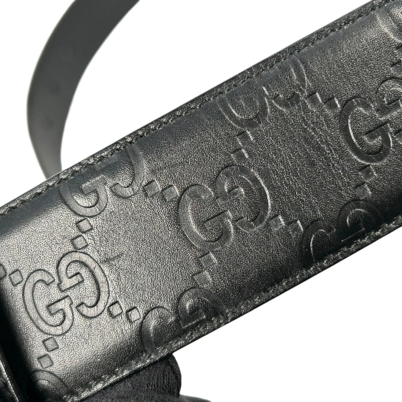 GUCCI Guccissima GG Logo Leather Belt - Black 