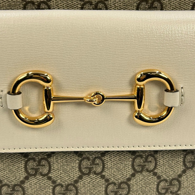 GUCCI ホースビット GGスプリーム キャンバス ショルダーバッグ - ブラウン × ホワイト