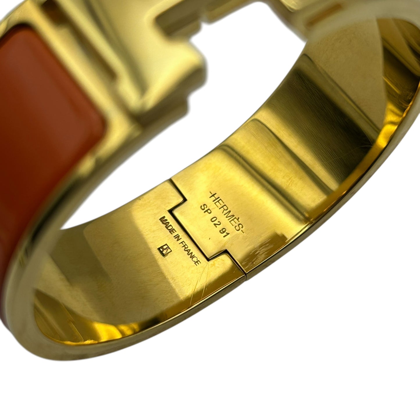 HERMES Clic Clac H Enamel Bracelet GM Orange