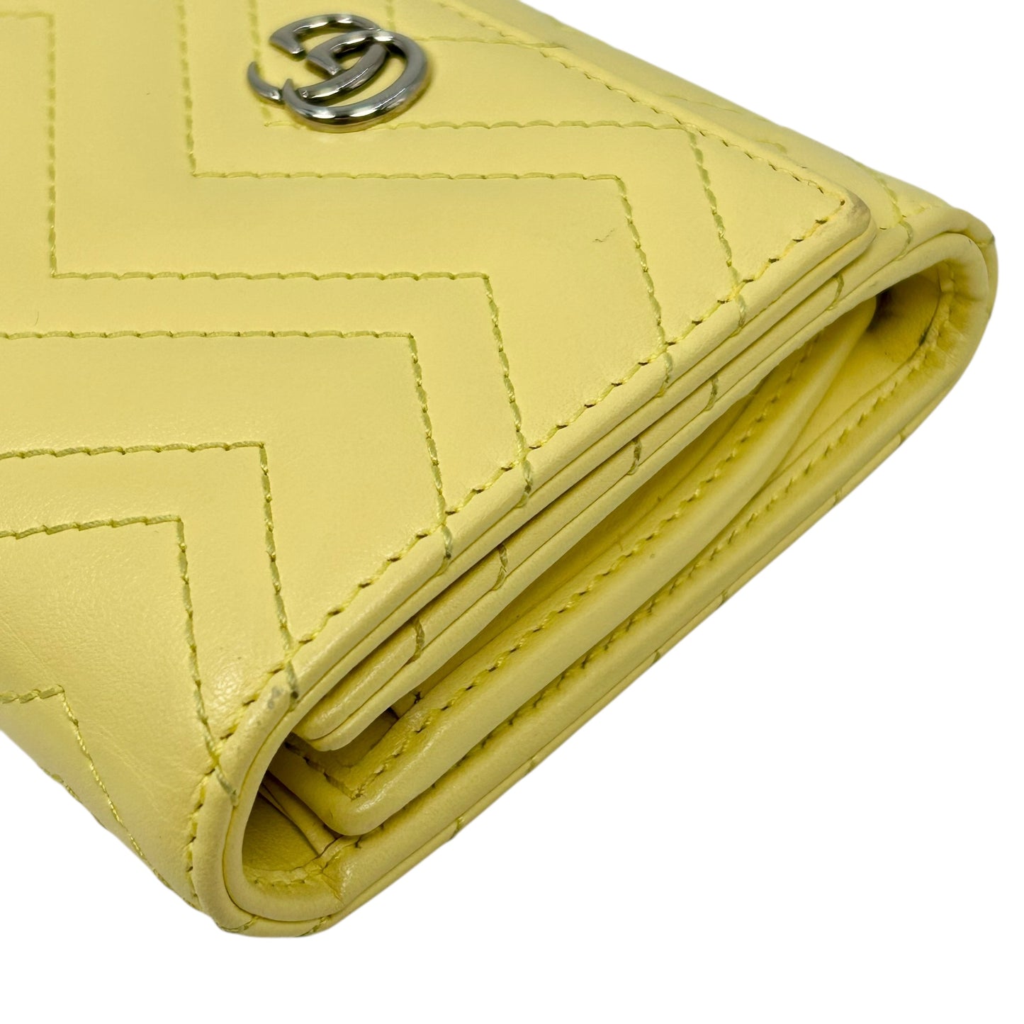 GUCCI GG Marmont Leather Compact Wallet - Yellow