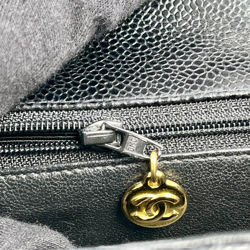 CHANEL Mademoiselle Caviar Skin Hand Bag - Black