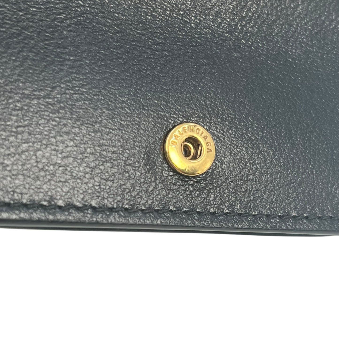 BALENCIAGA Classic Cash Leather Coin Purse Card Case Wallet - Black