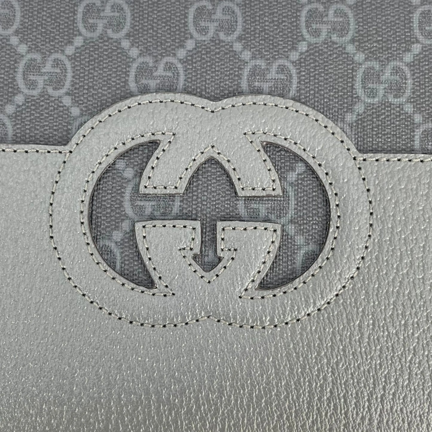 GUCCI GG Supreme Small Faux Leather Cross Body Bag - Gray