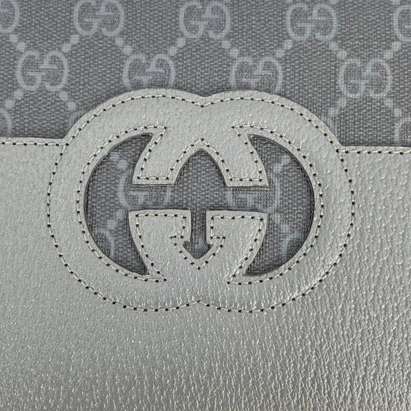 GUCCI GG Supreme Small Faux Leather Cross Body Bag - Gray