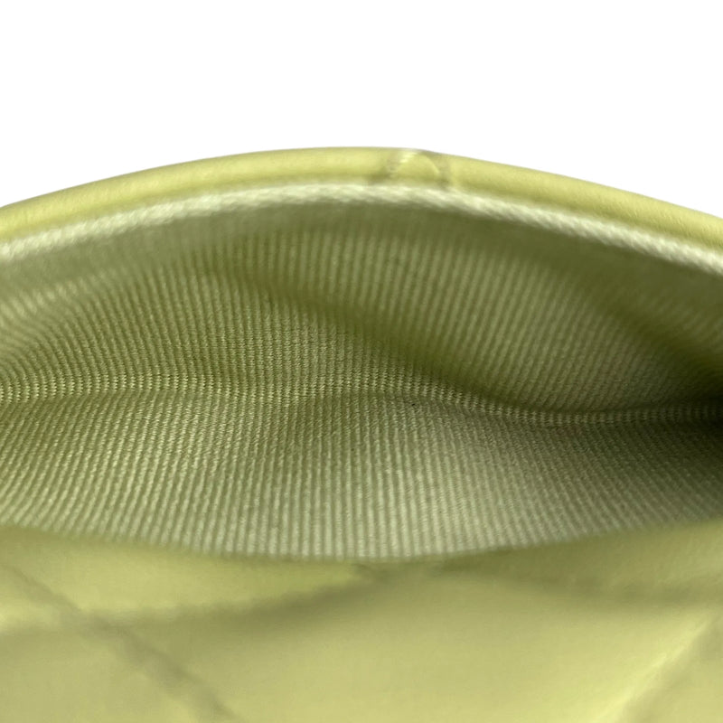 CHANEL Materasse Lambskin Card Case - Lime Yellow