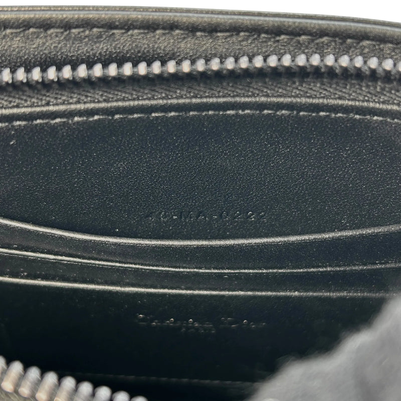 Dior Caro Diamond Calfskin Zipped Pouch With Chain Wallet Shoulder Bag - Black