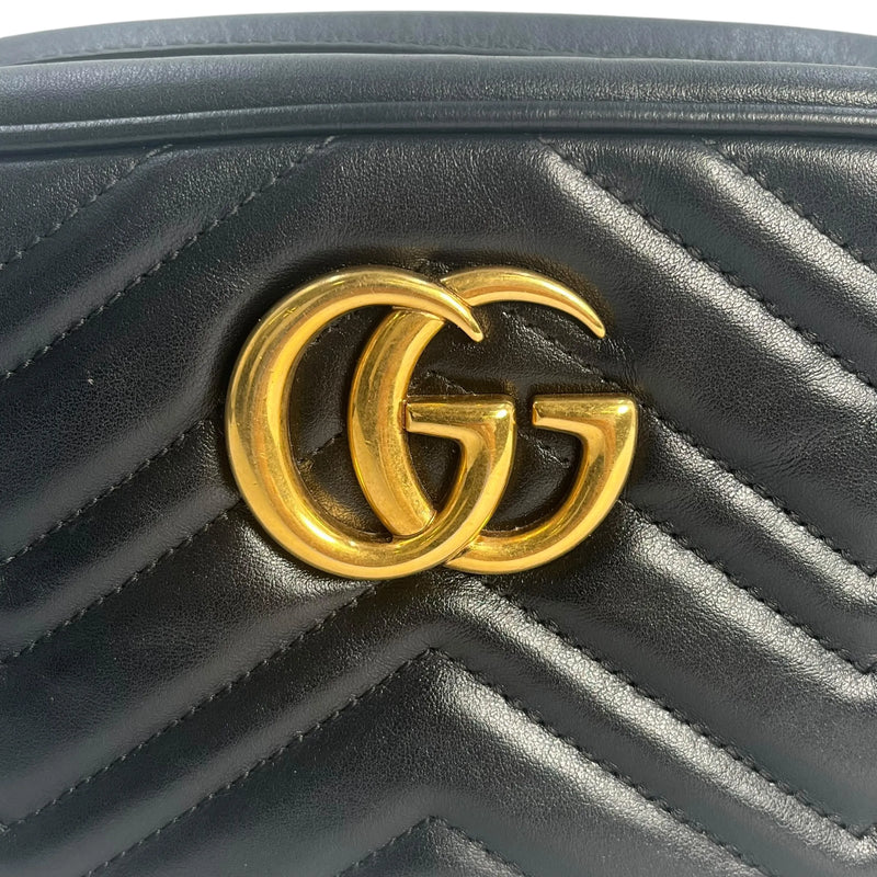 GUCCI GG Marmont Leather Shoulder Bag - Black