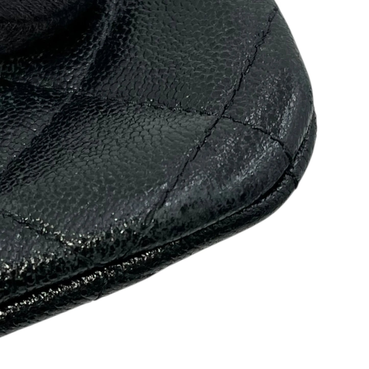 CHANEL Caviar Leather Classic Zip Coin Case - Black 