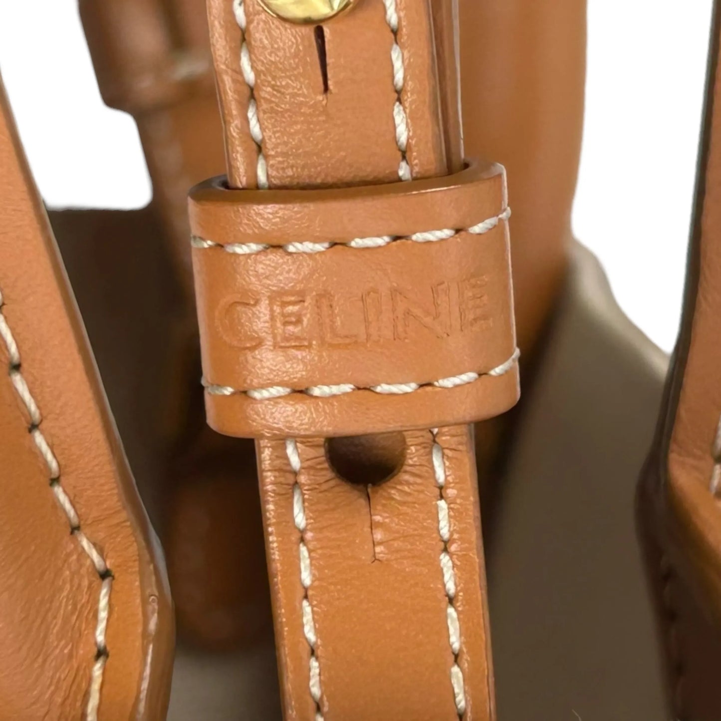 CELINE Mini Vertical Cabas Canvas Hand Bag Shoulder Bag - White