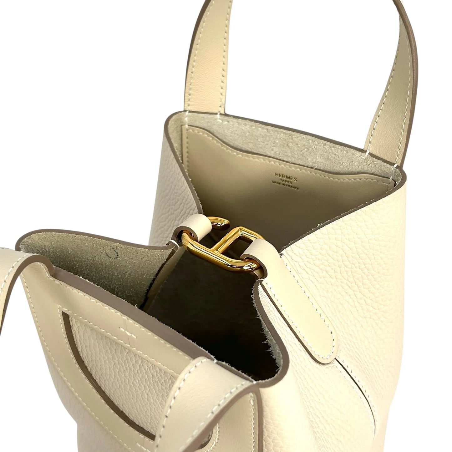 HERMES In the Loop 18 Leather K Stamp (Made in 2025) Handbag - White 