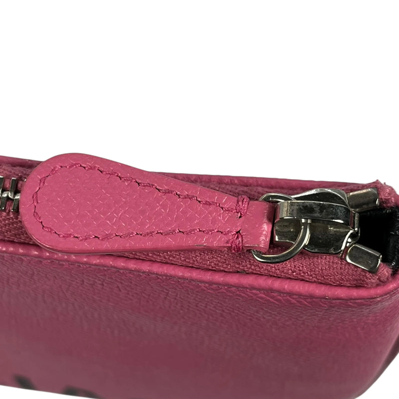 BALENCIAGA Ville Logo Leather Pouch Clutch Bag - Pink