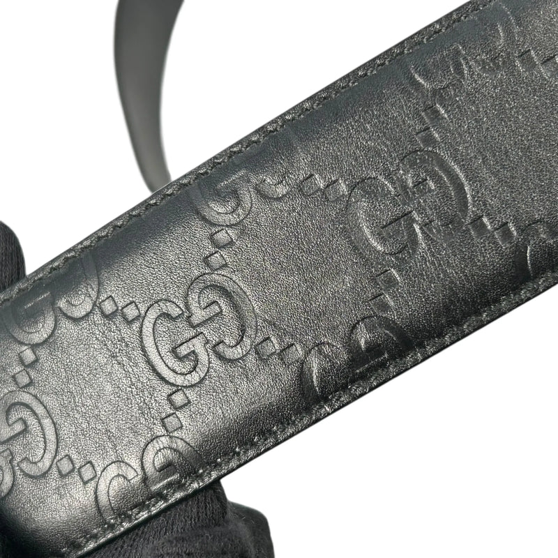GUCCI Guccissima GG Logo Leather Belt - Black 