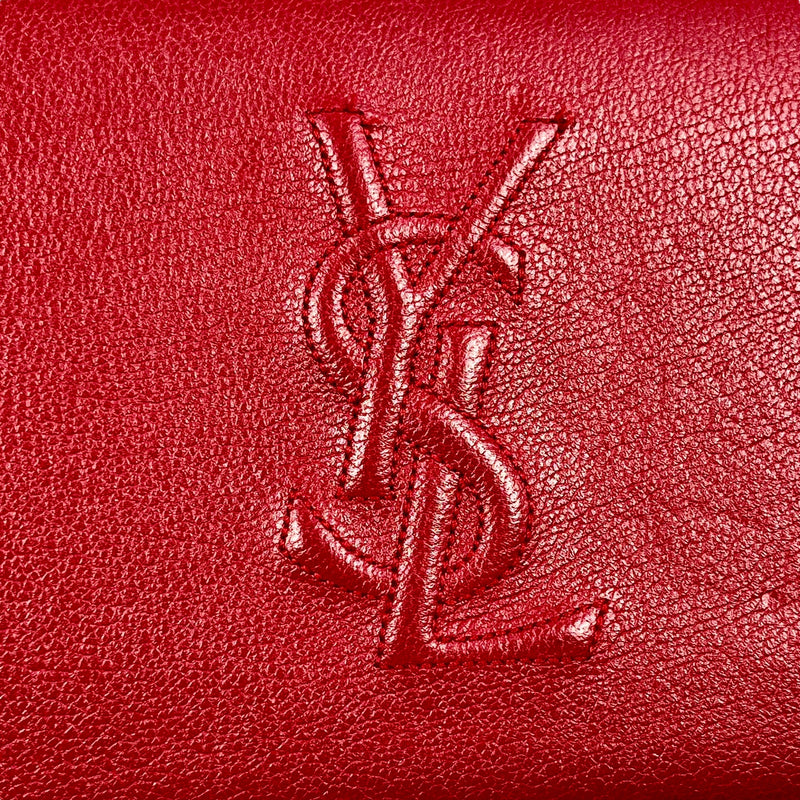 Saint Laurent YSL Logo Leather Round Zip Long Wallet - Red