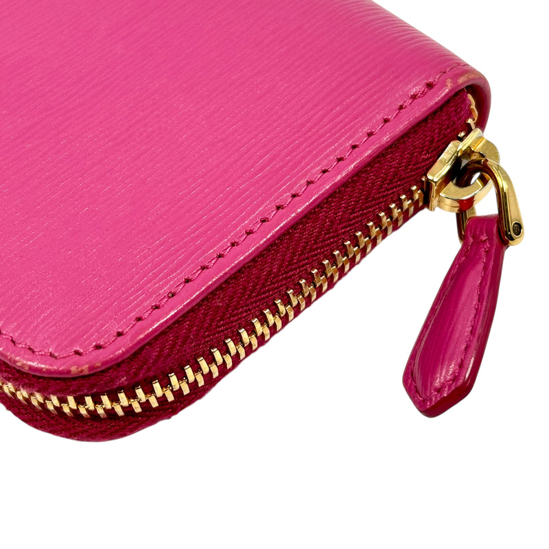 PRADA Round Zip Compact Wallet Coin Purse - Pink