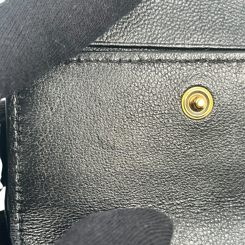 BALENCIAGA Classic Cash Leather Coin Purse Card Case Wallet - Black