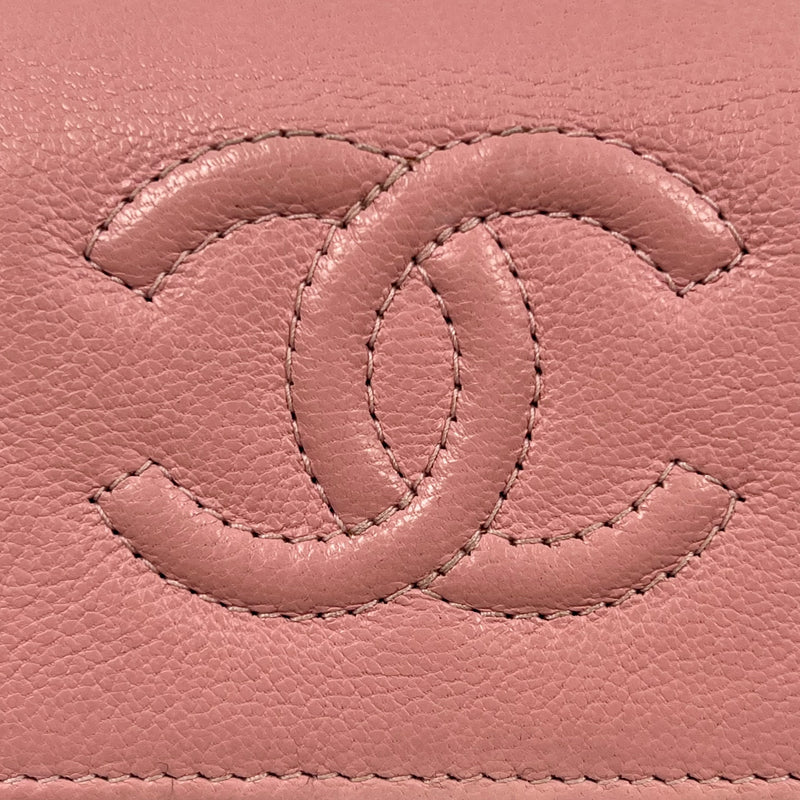 CHANEL Caviar Skin Bi-Fold Long Wallet - Pink