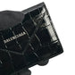 BALENCIAGA Paper Compact Wallet Crocodile - Black
