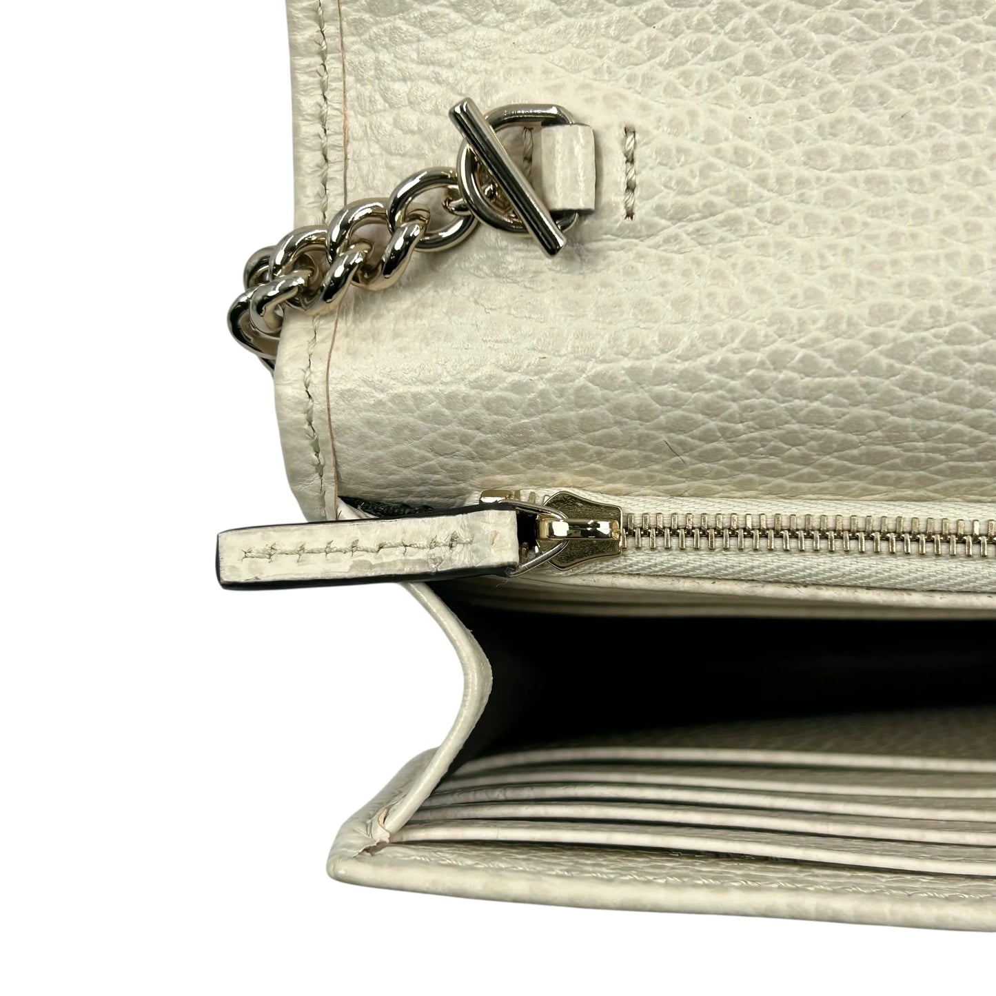 GUCCI Interrocking G Chain Wallet Shoulder Bag - Cream White