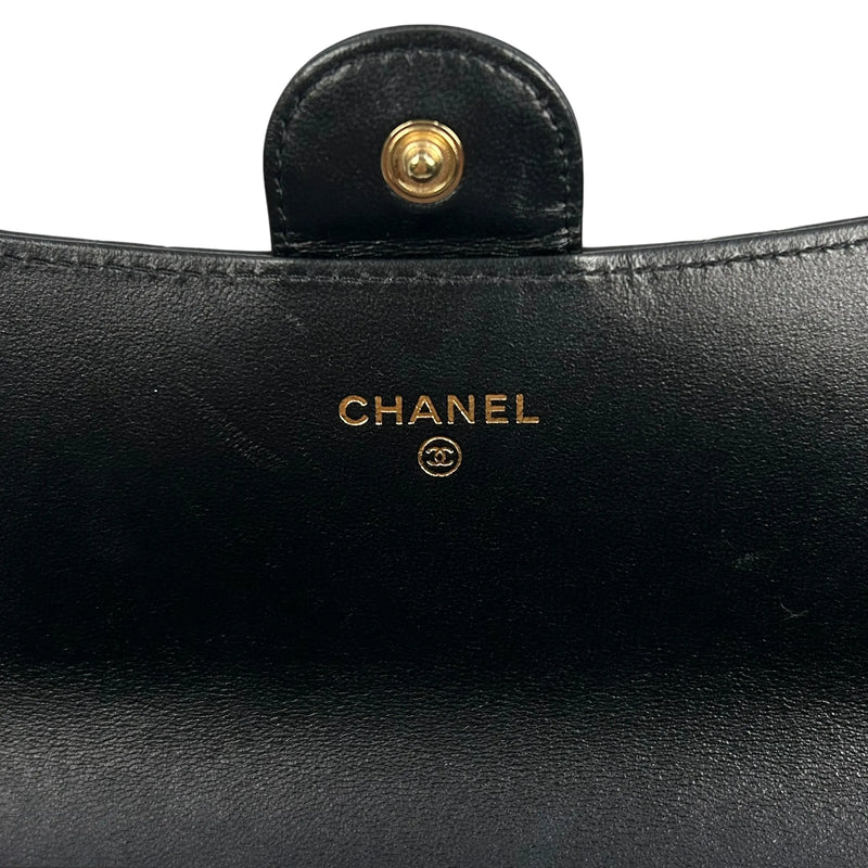 CHANEL CC Logo Lambskin Long Wallet - Black