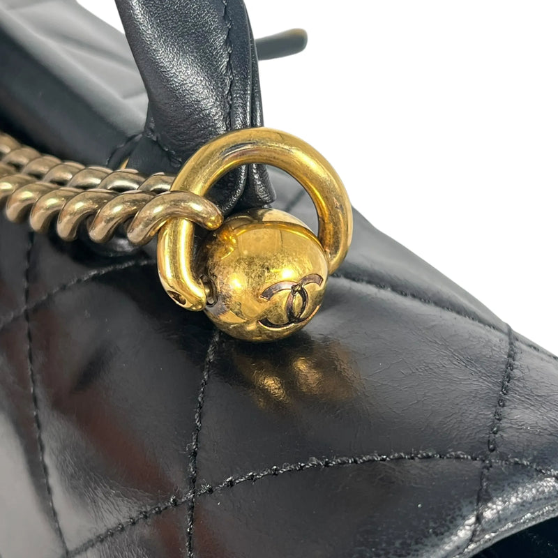 CHANEL Matelasse Top Handle Hand Bag Chain Shoulder Bag - Black