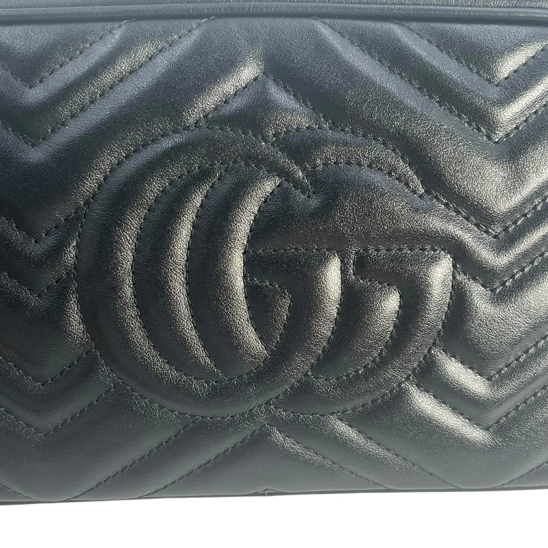 GUCCI GG Marmont Leather Shoulder Bag - Black
