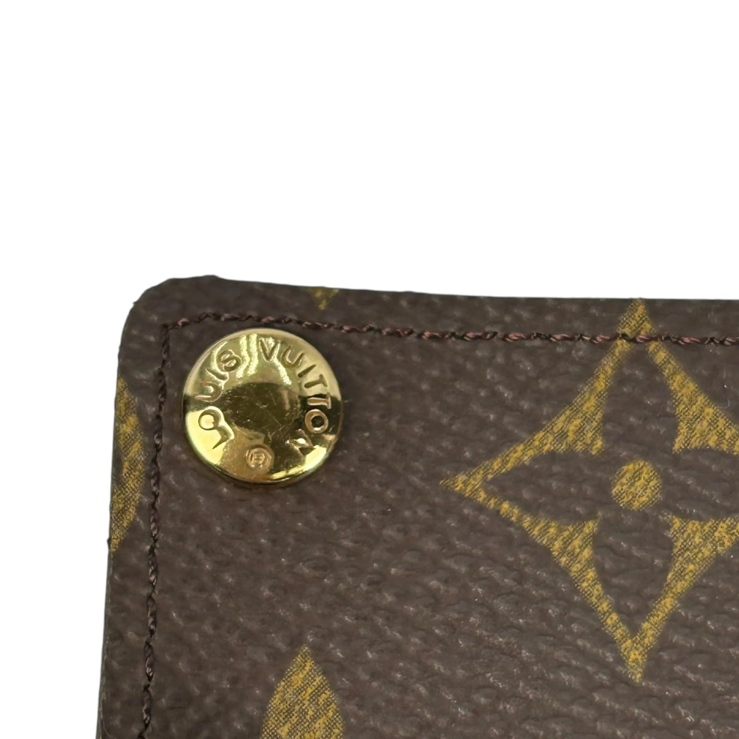LOUIS VUITTON Porte Carte Credit Pression Monogram Canvas Card Case - Dark Brown 