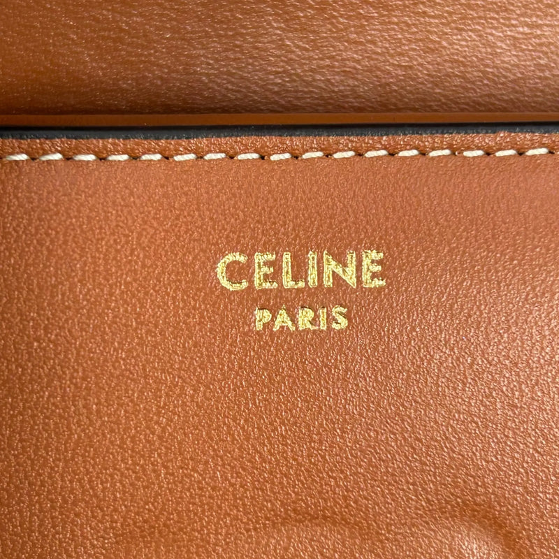 CELINE Triomphe Calfskin Small Compact Wallet - Brown 