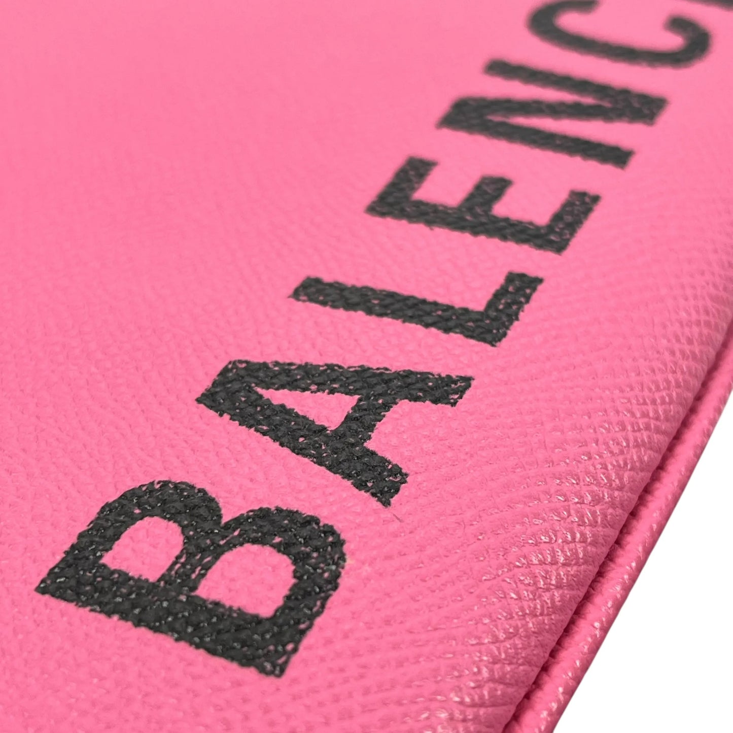 BALENCIAGA Ville Logo Leather Pouch Clutch Bag - Pink