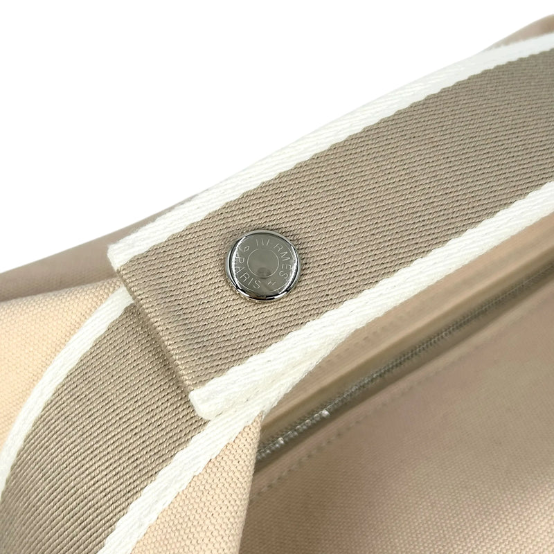 HERMES Bridesmaid Black GM Cotton Canvas Pouch - Beige