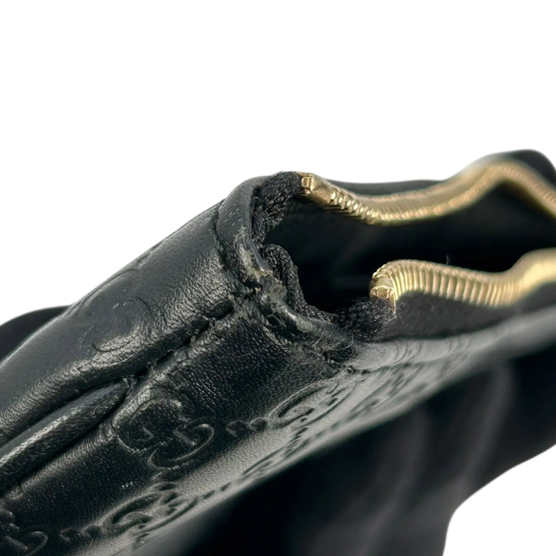 GUCCI マイクログッチシマ レザー キーケース コインケース - ブラック