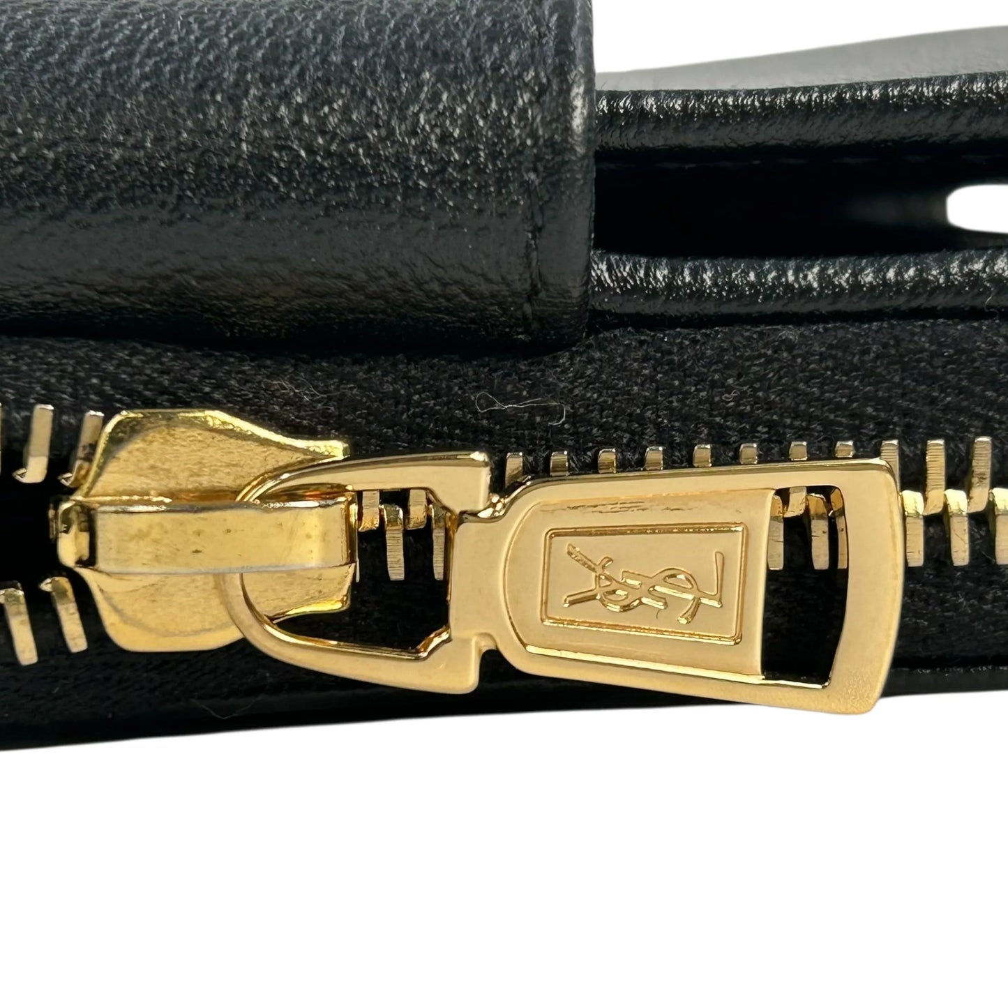 SAINT LAURENT カサンドラ ラウンドジップ レザー コンパクトウォレット - ブラック