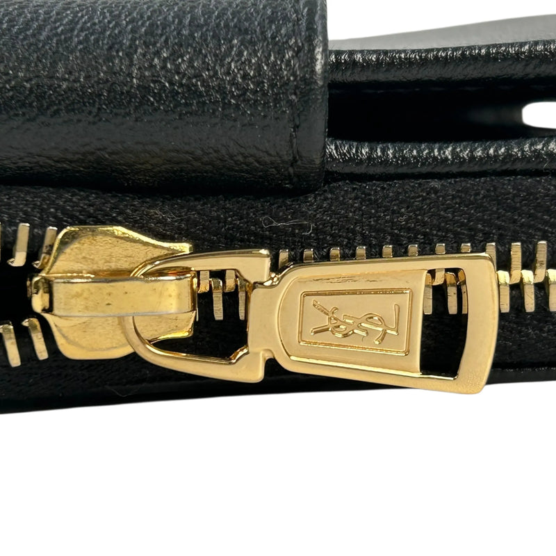 SAINT LAURENT カサンドラ ラウンドジップ レザー コンパクトウォレット - ブラック