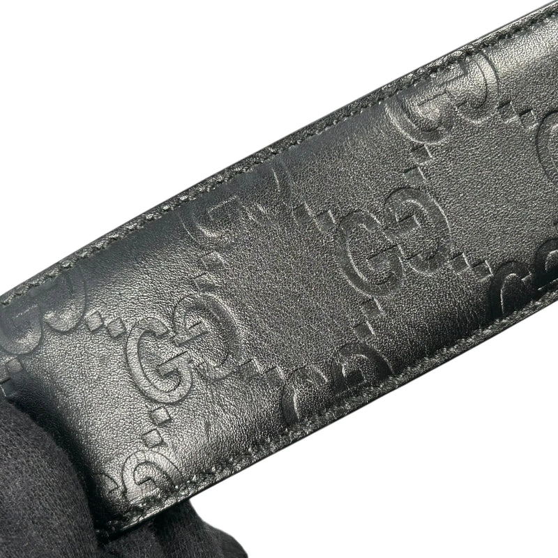 GUCCI Guccissima GG Logo Leather Belt - Black 