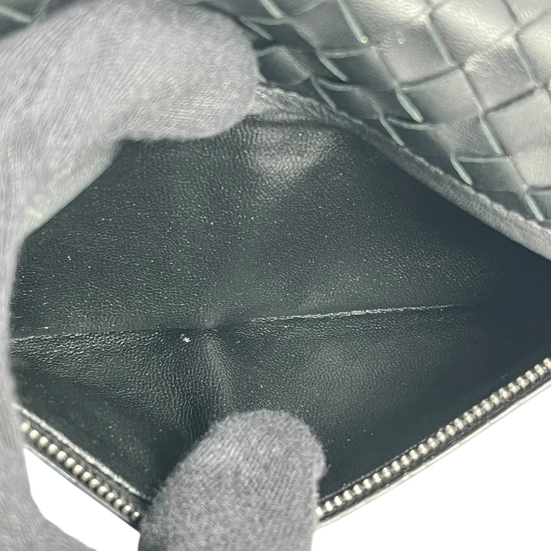 BOTTEGA VENETA Intrecciato Leather Long Wallet - Black 