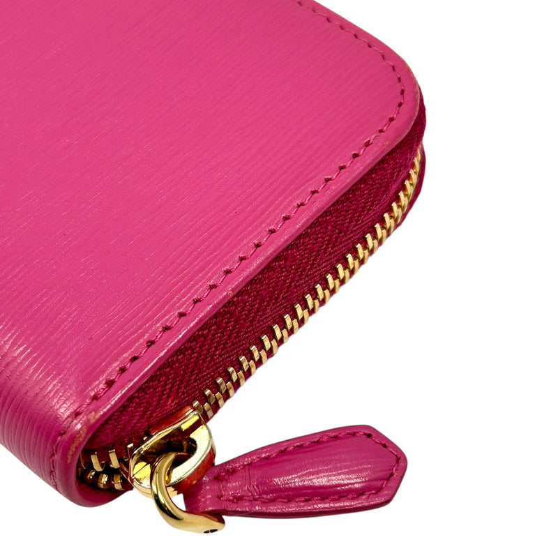 PRADA Round Zip Compact Wallet Coin Purse - Pink