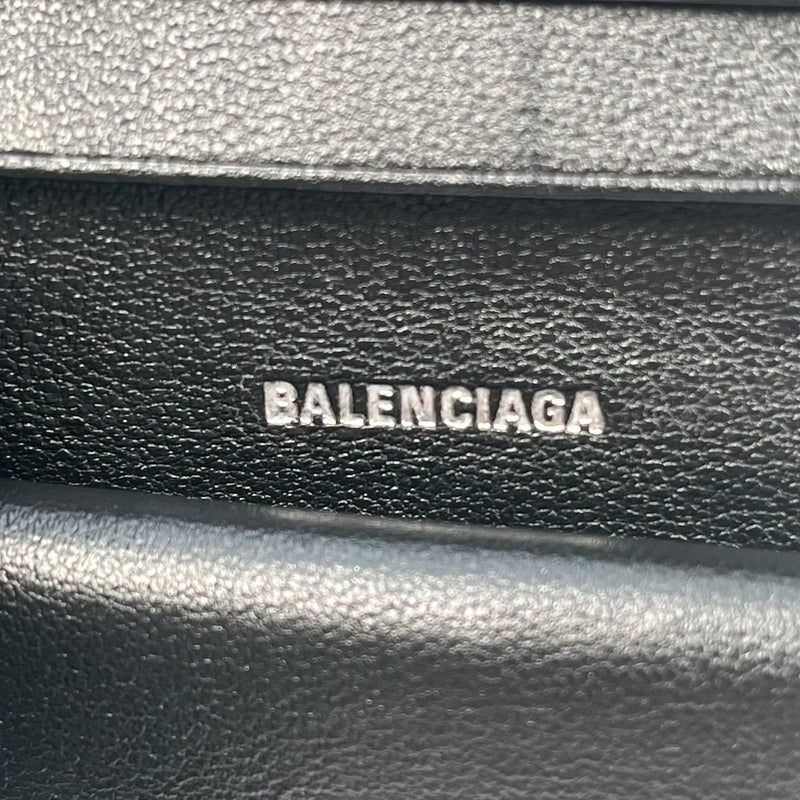 BALENCIAGA Classic Cash Leather Coin Purse Card Case Wallet - Black