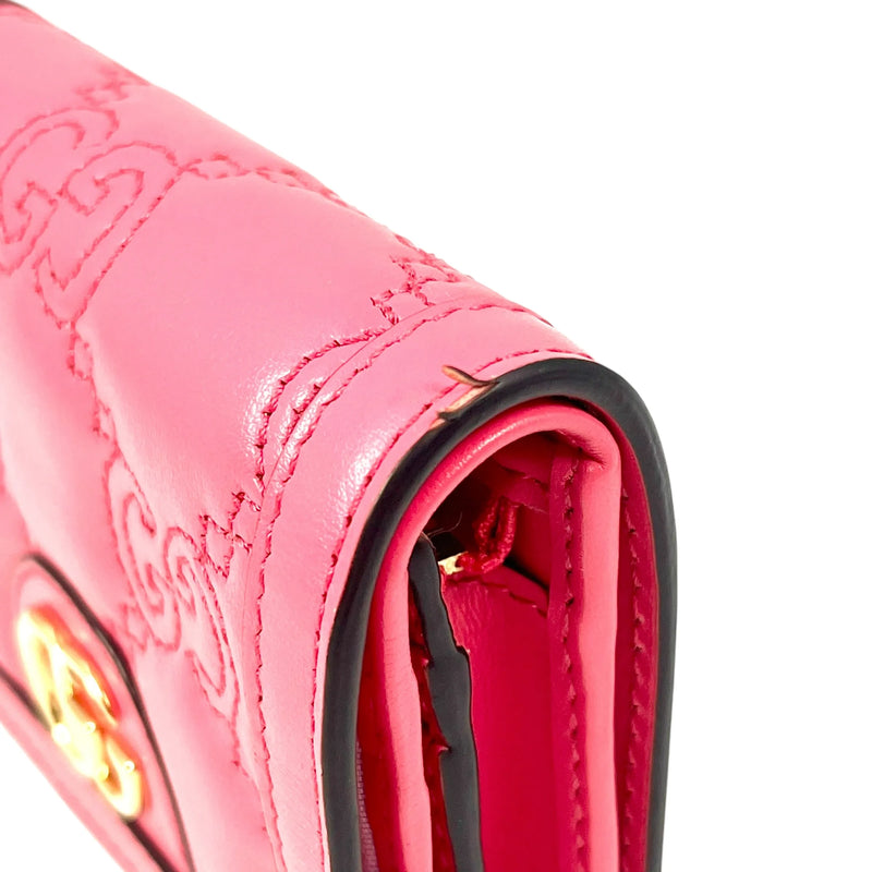 GUCCI GG Matelasse Card Case Compact Wallet - Pink