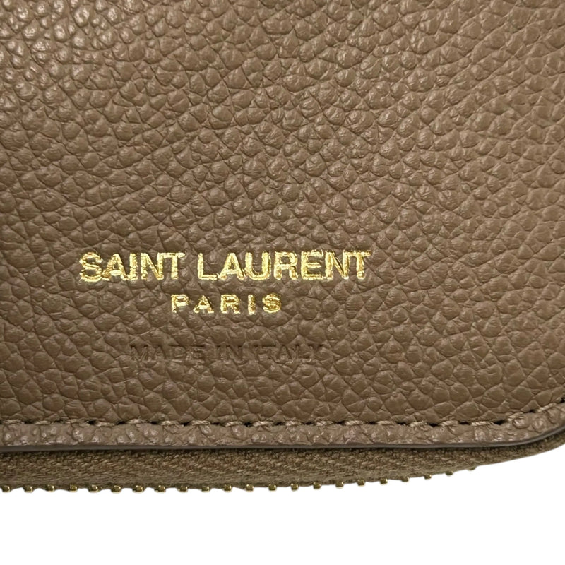Saint Laurent YSL Zippy Compact Wallet - Beige
