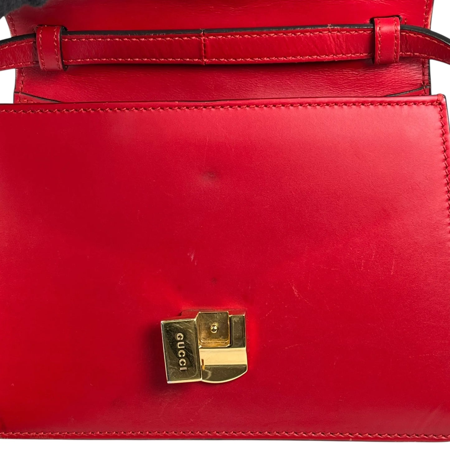 GUCCI Sylvie Chain Mini Hand Bag Shoulder Bag - Red