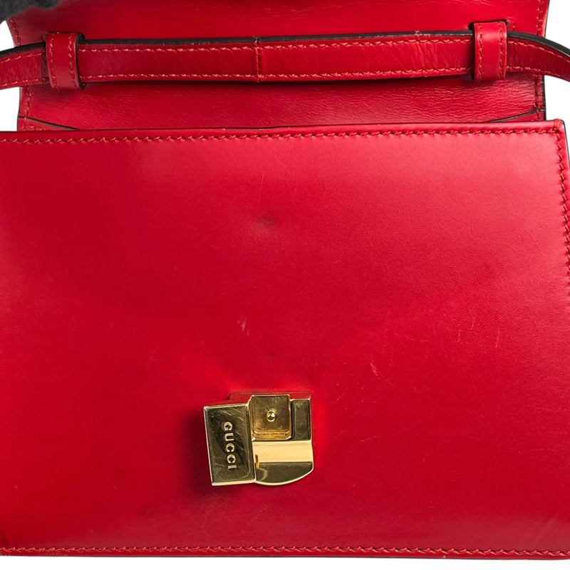 GUCCI Sylvie Chain Mini Hand Bag Shoulder Bag - Red