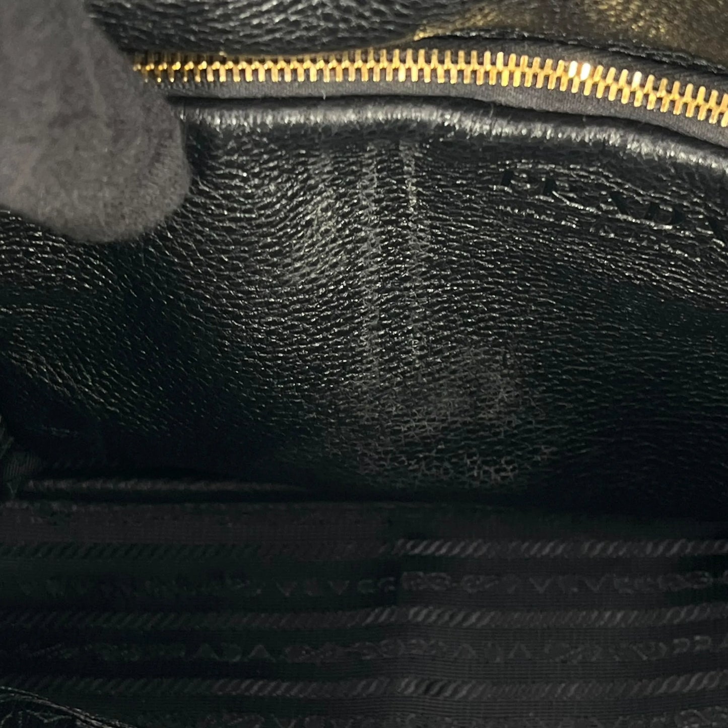 PRADA Punching Logo Hand Bag Leather - Black