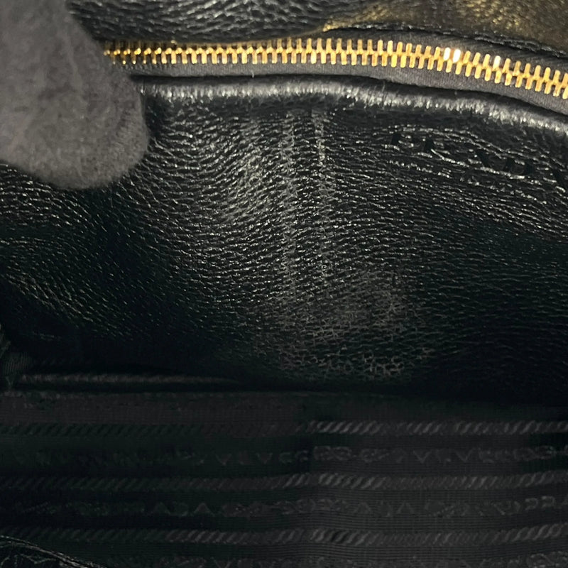 PRADA Punching Logo Hand Bag Leather - Black