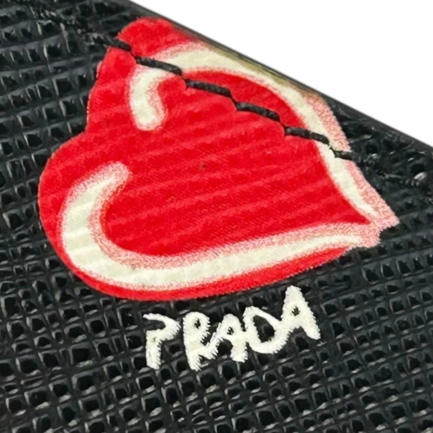 Prada Heart Print Compact Wallet - Black