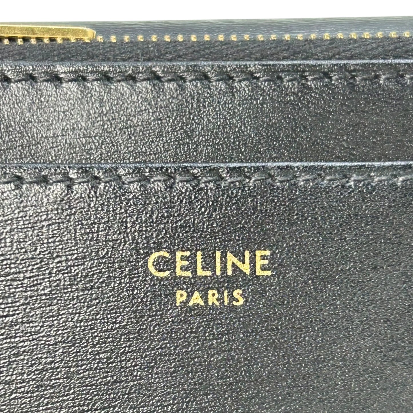 CELINE Compact Wallet With Coin Triomphe In Shiny Calfskin - Black