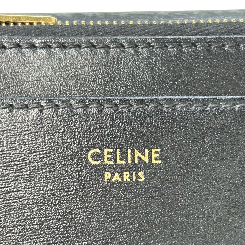 CELINE Compact Wallet With Coin Triomphe In Shiny Calfskin - Black